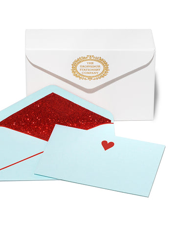 Enclosure Cards & Envelopes - Heart on Aqua